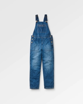 Flared bottom Quick Wear Fit Shuffle Denim Dungarees - Denim Blue