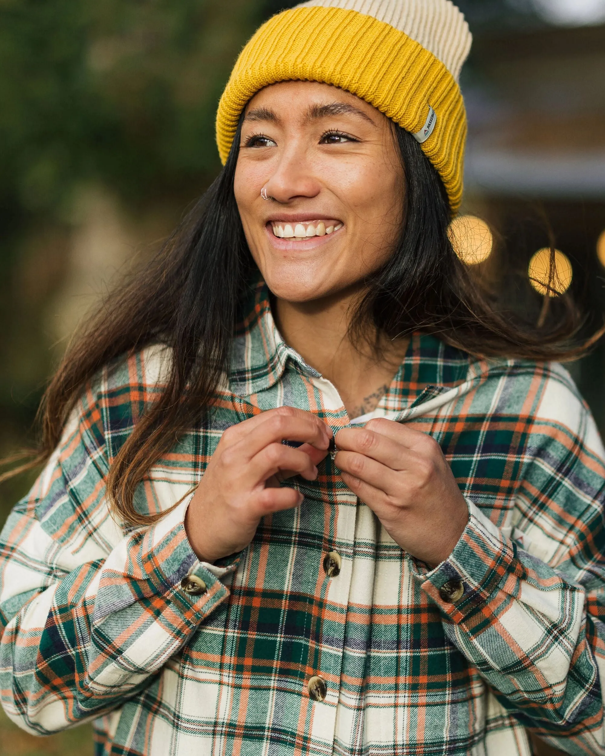 Daytime Look Rootsy Organic Cotton LS Shirt - Birch/Rain Forest Check