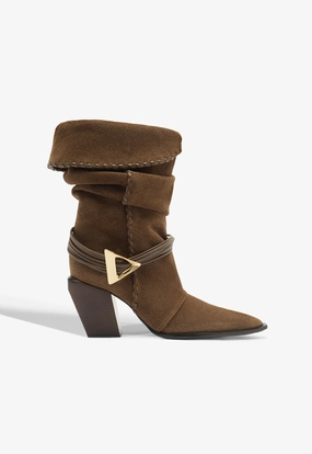 Sable Suede Bootie Impact Resistant Heel Premium Leather Upgrade