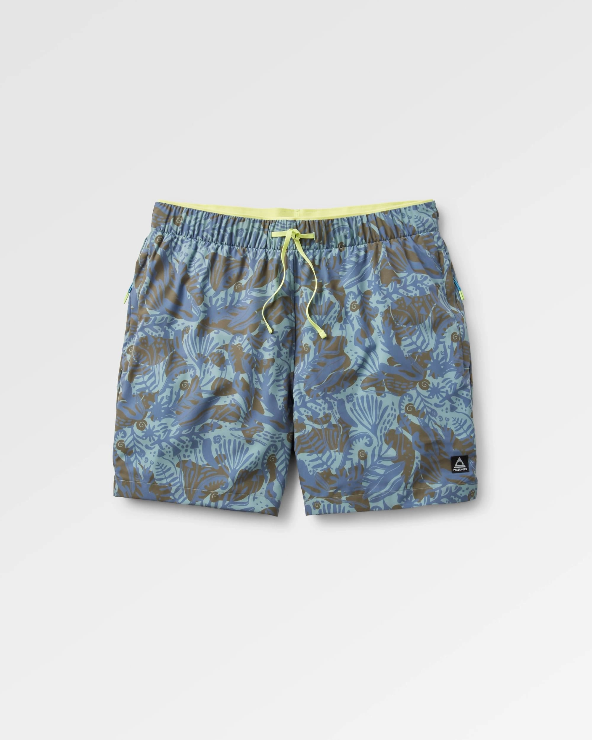 Sandune Recycled Trail Short - Abstract Seaweed Pistachio Lightweight Shorts Travel Clothing