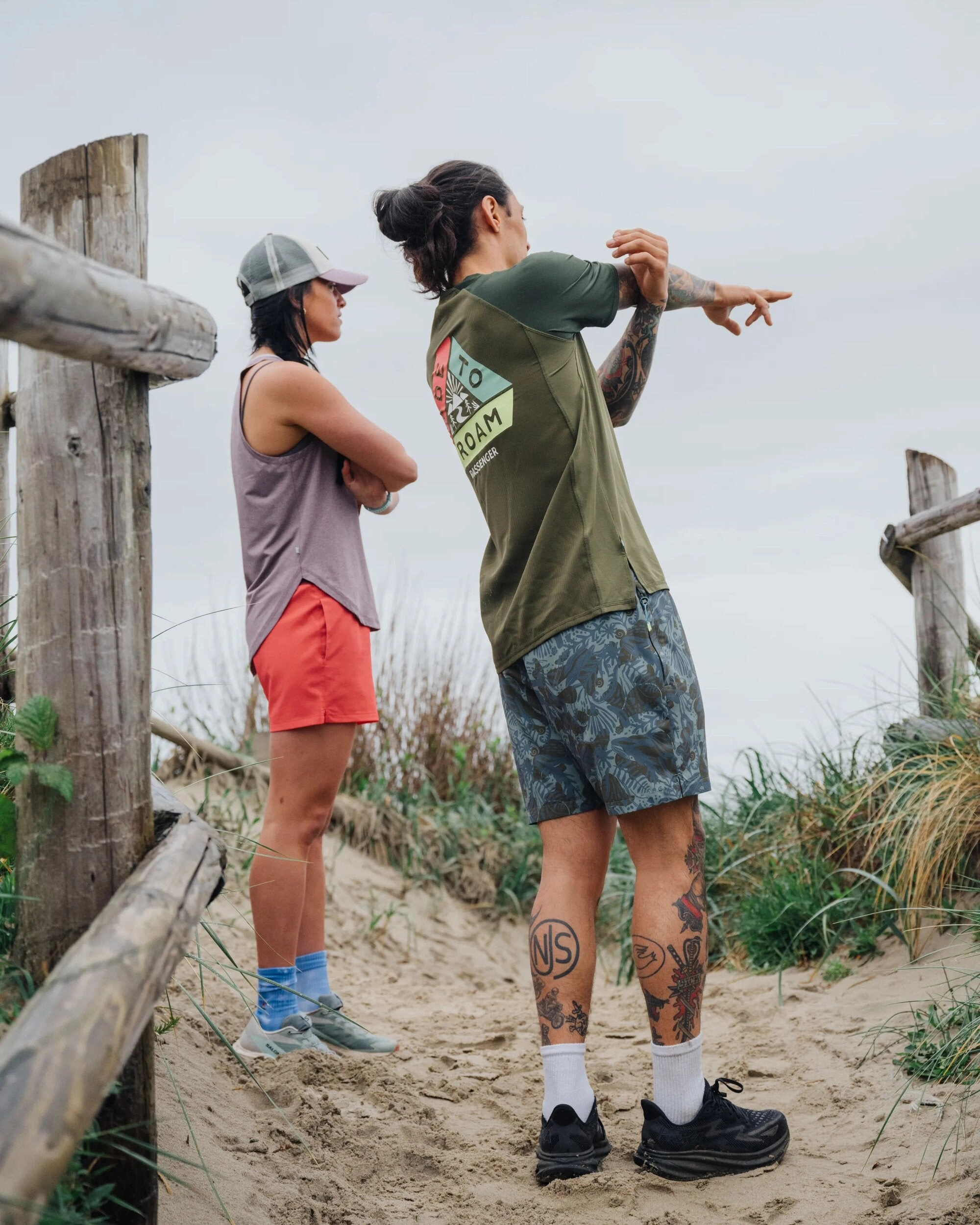 Sandune Recycled Trail Short - Abstract Seaweed Pistachio Contoured Articulation Sporty Vibe