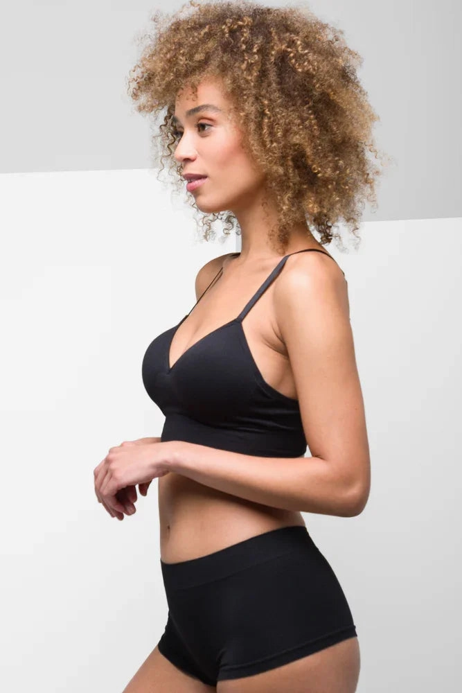 Seam-Free Bralette Black Non-Chafing Material Blended materials
