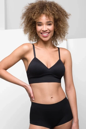 Seam-Free Bralette Black Lightweight Band Animal Print