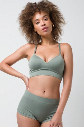 Flexible Wire Seam-free Bralette Green