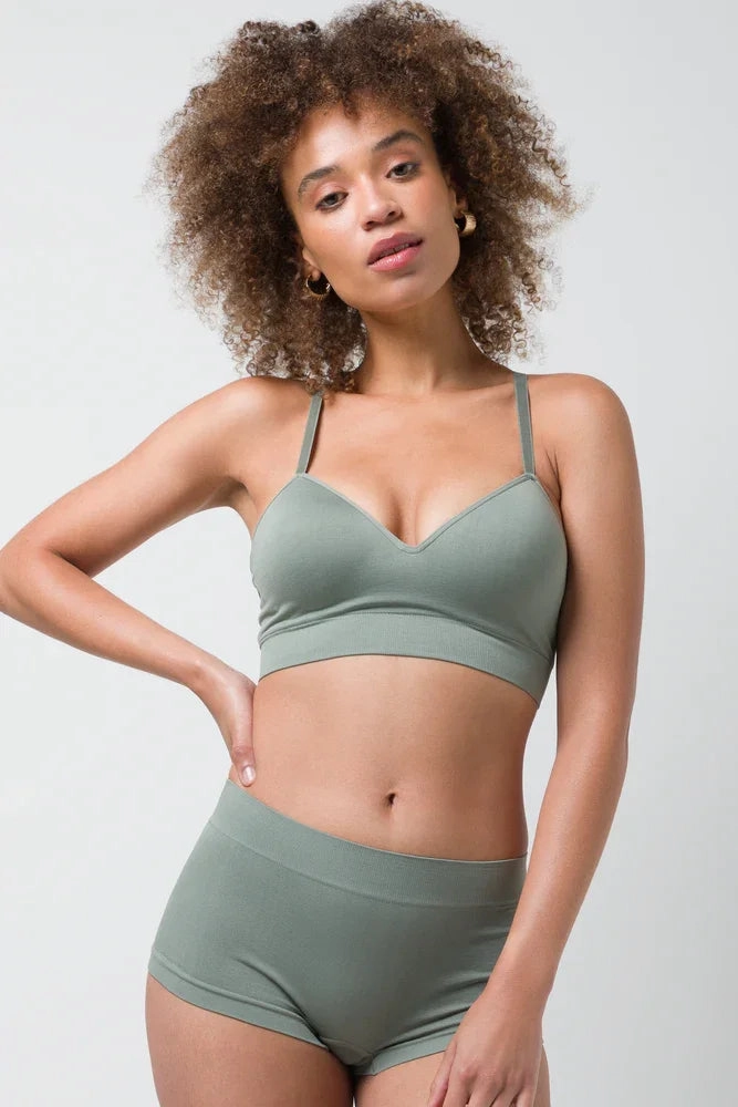 Flexible Wire Seam-free Bralette Green