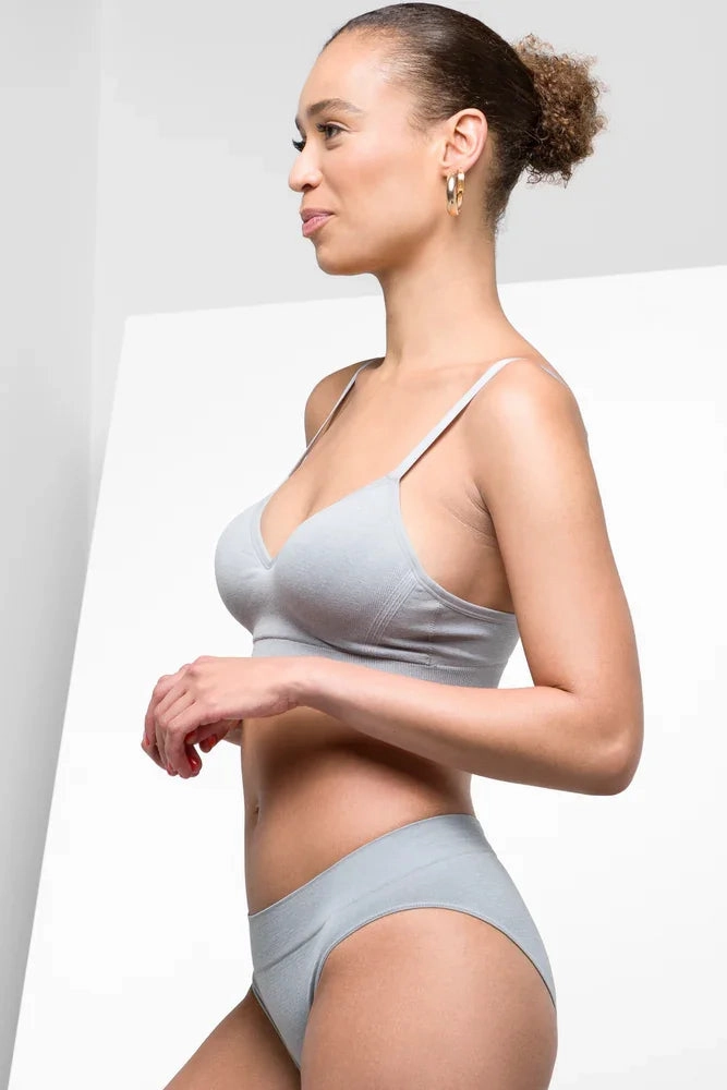 Seam-free Bralette Grey Supportive Cross Strap Support