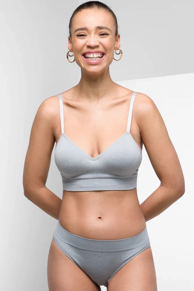 Coverstitch Breathable fabric Seam-free Bralette Grey