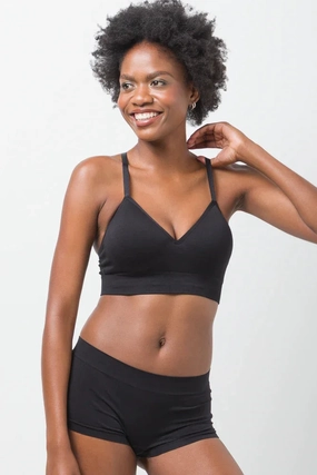 Seamfree Bralette Black Elastic Fabric Anti-shrink seams