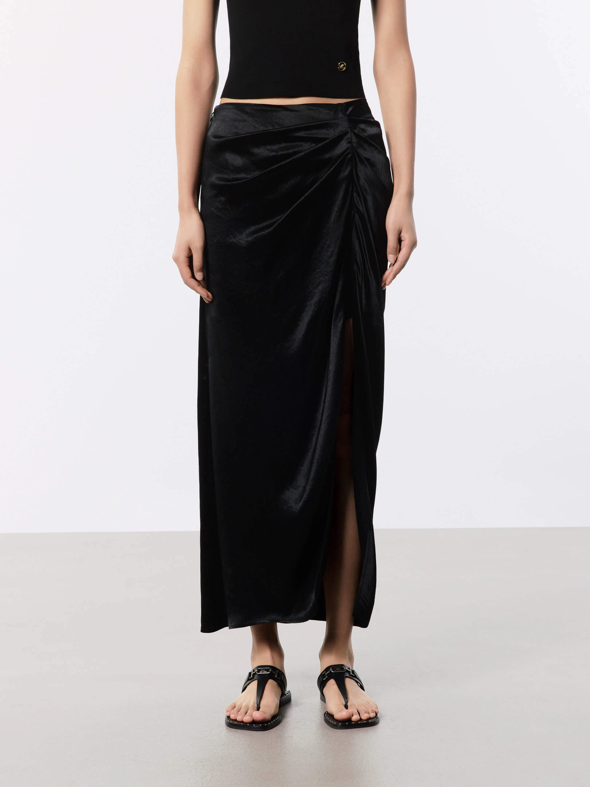 Comfy Fit Gathering Detail Satin Skirt
