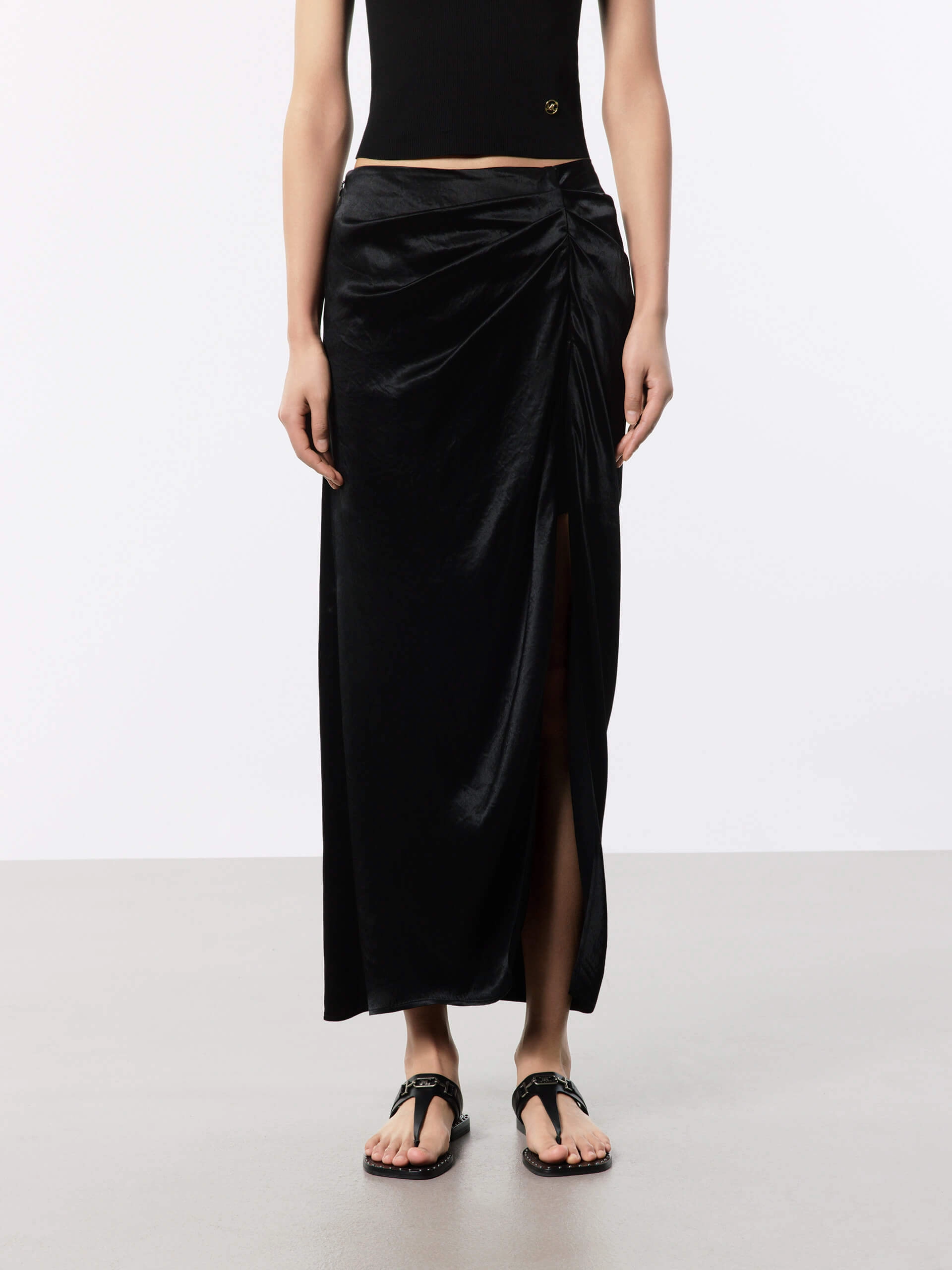 Gathering Detail Satin Skirt Texture Shot