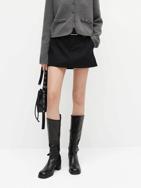 Soft Outfit Abrasion resistant Wool Blend Mini Skirt