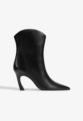 Maryann Curve Leather Bootie Cushioned Base Low Profile Cold Climate