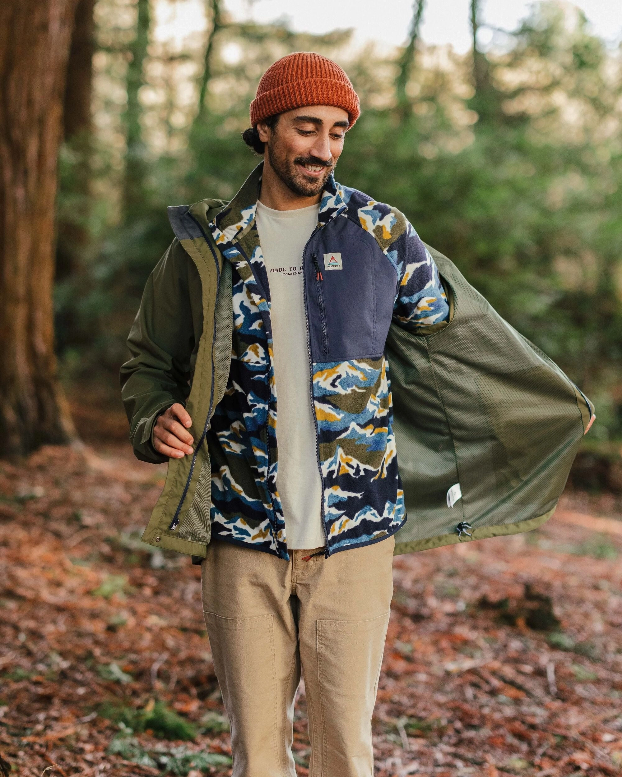 Graniteridge Recycled Waterproof 3 in 1 Jacket - Khaki Camo Print Bonded seams