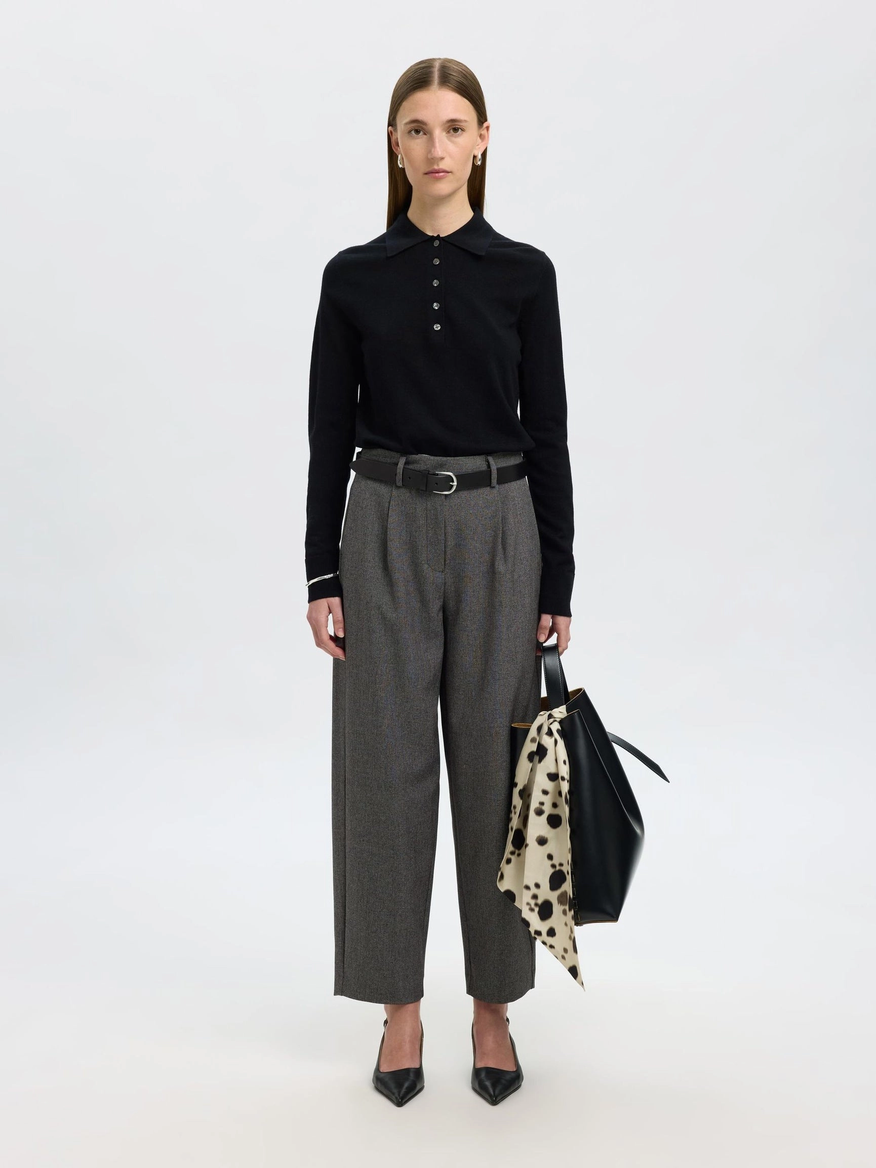 Active Design Wear Trendy Look SELECTED Barrel Alma Pant in Black