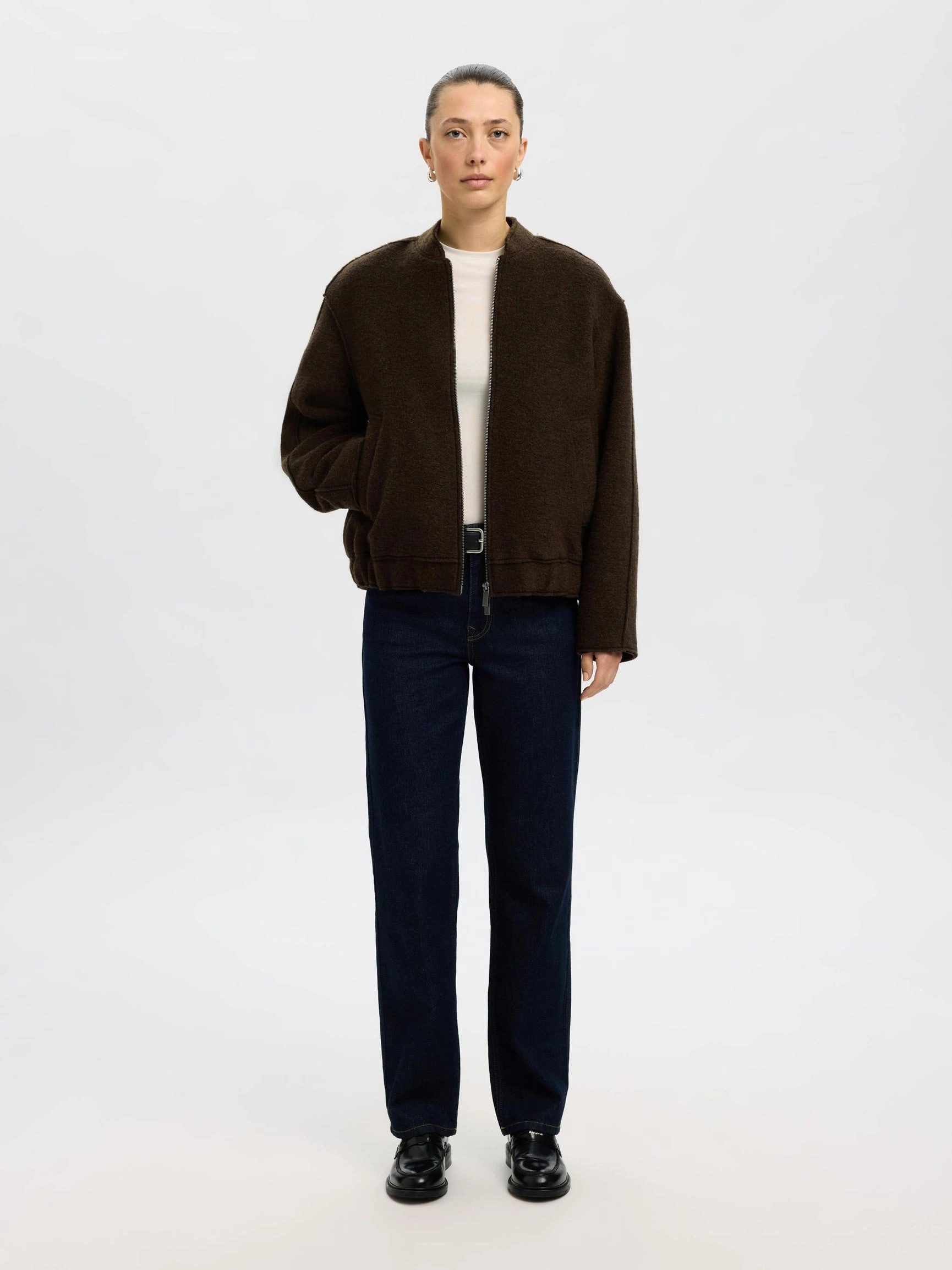 Two Way Zipper SELECTED Reign Bomber Jacket in Delicioso