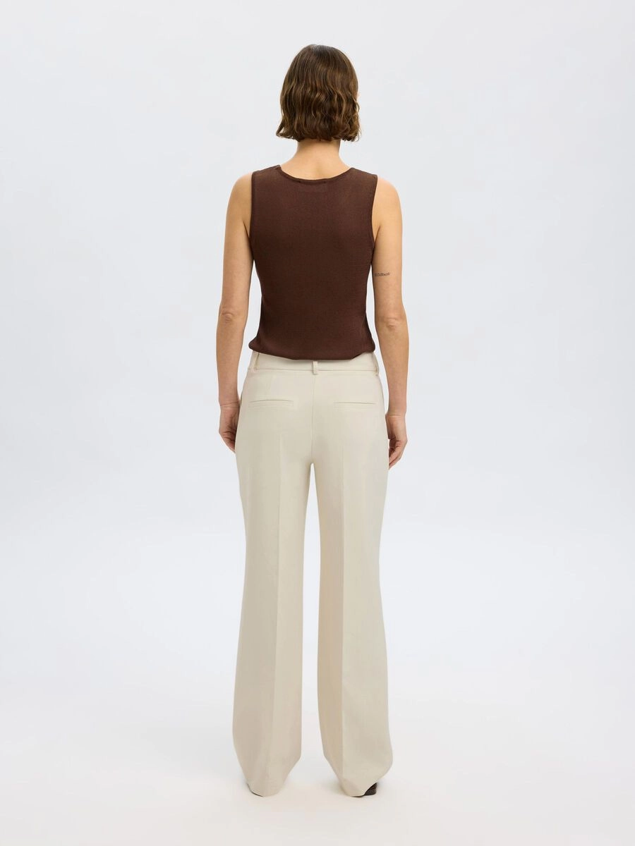 Flexible Wear Travel Fit SELECTED Rita Wide Pant in Birch