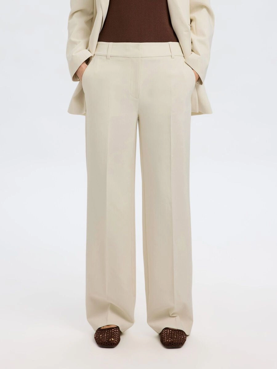 SELECTED Rita Wide Pant in Birch Comfy Shape Comfy Fit