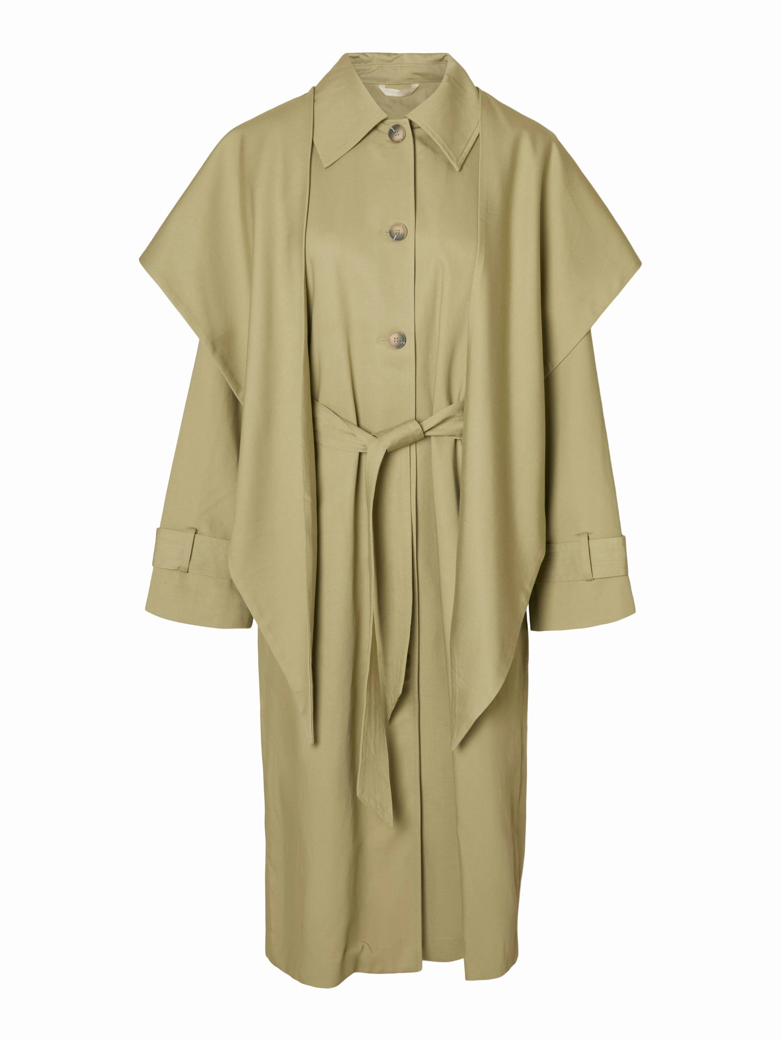 NonRestrictiveCut SELECTED Sandra Scarf coat in Slate Green