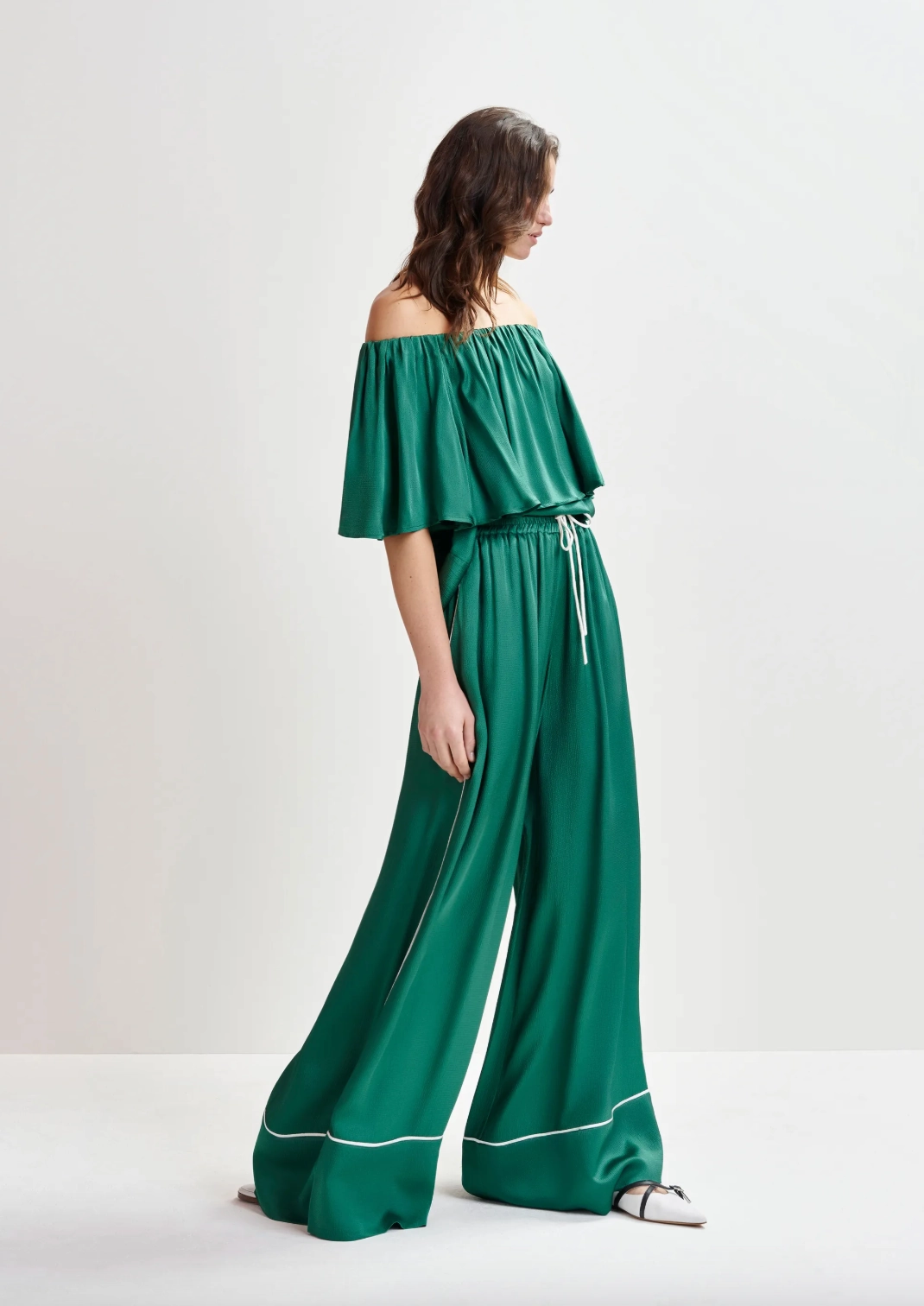 Essentiel Antwerp Hontgomery Wide Pants in Madison Blue Adjustable Drawcord sporty wear
