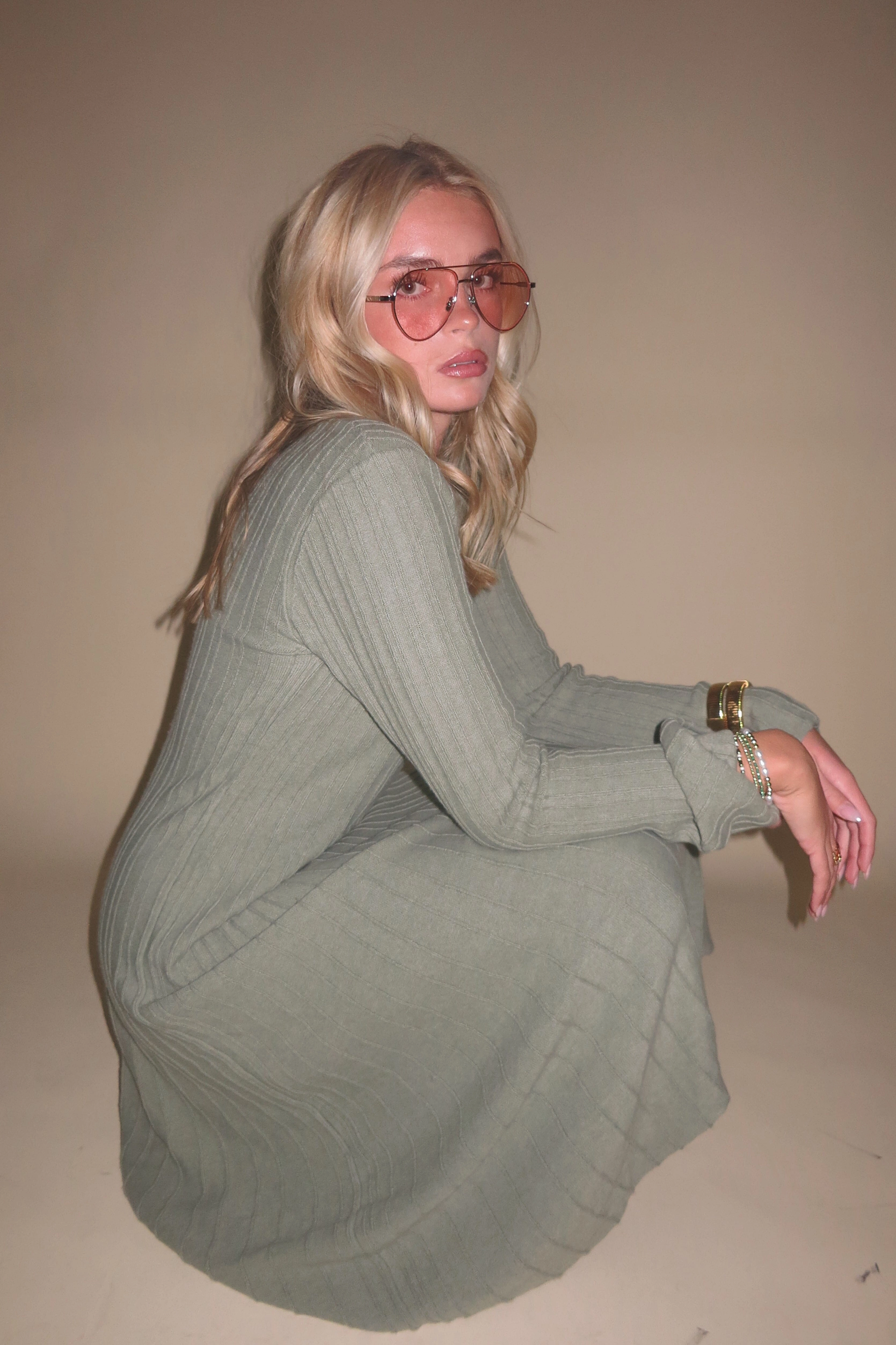 ONLINE ONLY | Jayne Knit Dress - Sage perfect for events Modern Chic