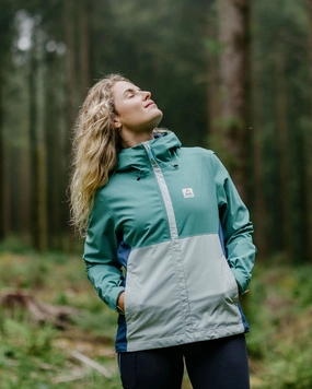 Rainstorm Recycled Waterproof Jacket - Deep Sea/Surf Spray water proof