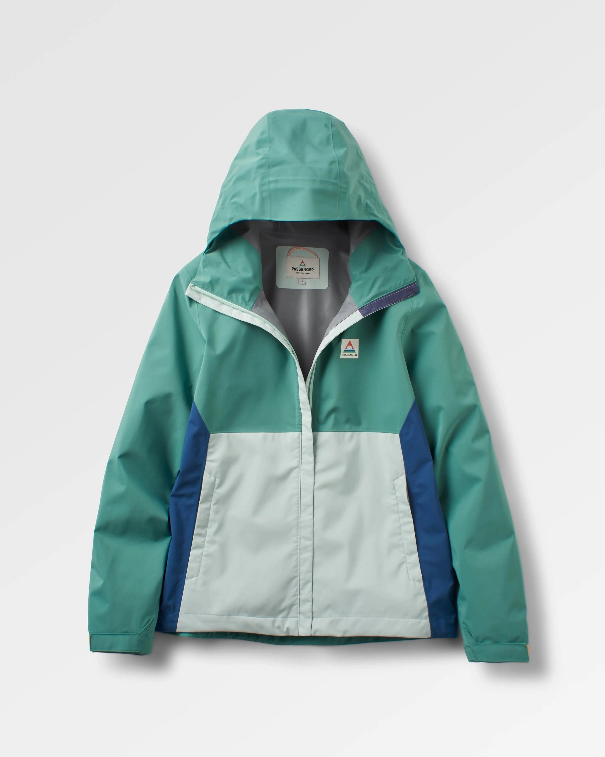 Waist String AbrasionResistantSurface Rainstorm Recycled Waterproof Jacket - Deep Sea/Surf Spray