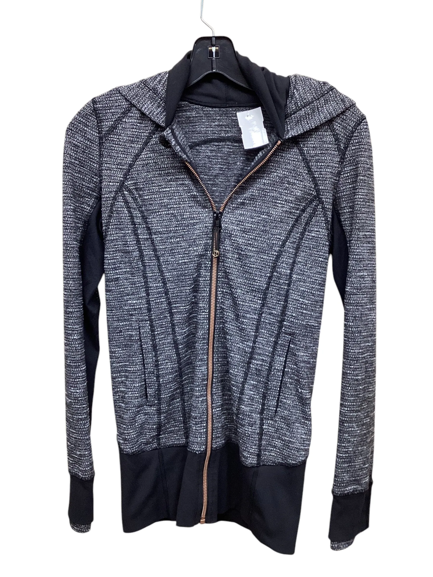 Athletic Jacket By Lululemon In Grey, Size: 4 Tear Resistant Fabric Blends