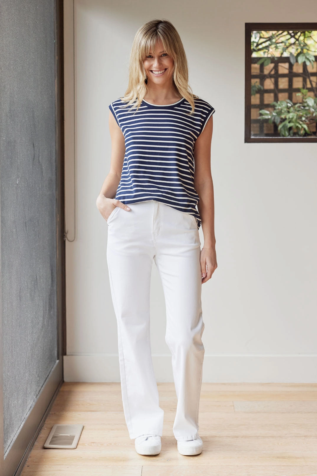 Shirley Jeans - White Simple Attire Work Ready Lightweight Textured