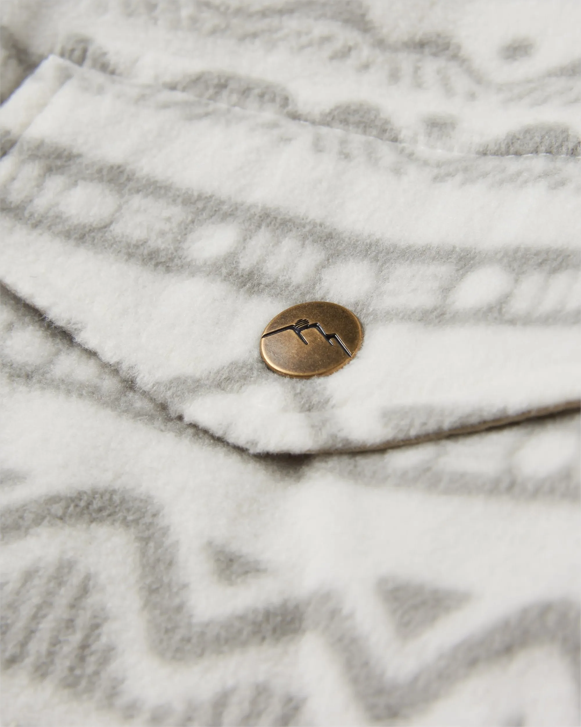East Recycled Polar Fleece Shirt - Mountain Geo Vintage White Sheer Panel Ultra Soft Interior