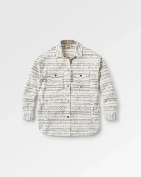 Anti-static Bold Prints East Recycled Polar Fleece Shirt - Mountain Geo Vintage White