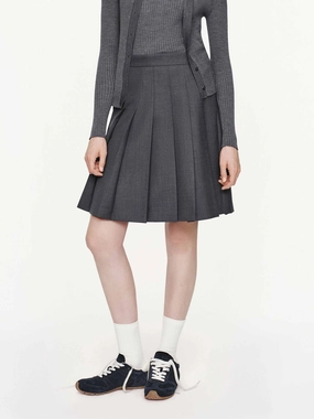 Side Zipper Pleated Skirt Elastic hem Wrap Closure