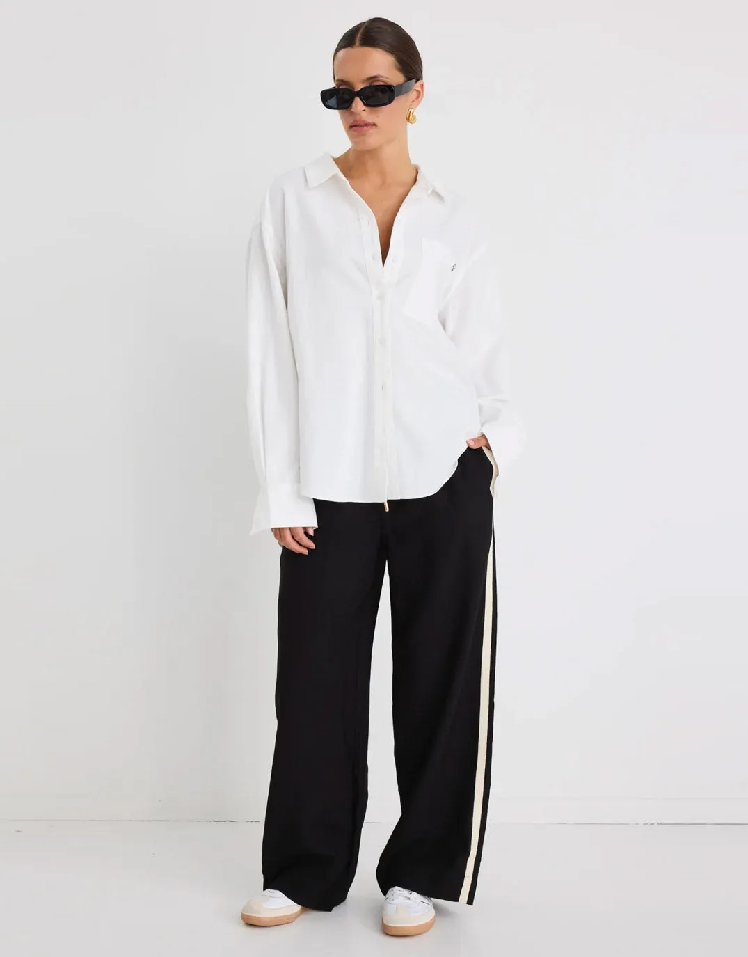 Relaxed Comfort Signature Oxford Oversized Shirt - Ivory