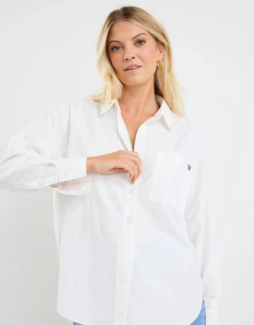 Signature Oxford Oversized Shirt - Ivory Tuckable Hem