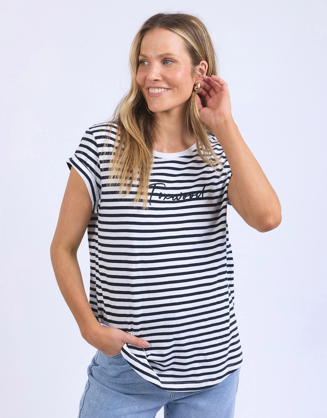 Signature Stripe Tee - Dark Sapphire/White Stripe Comfort Style Cool Layer Wear