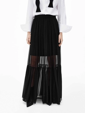 Silk Chiffon Maxi Skirt Comfortable Motion