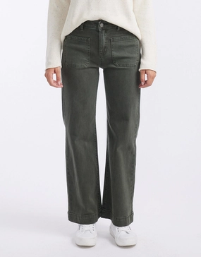 No Fuss Style Bobbi 7/8 Denim Jeans - Military