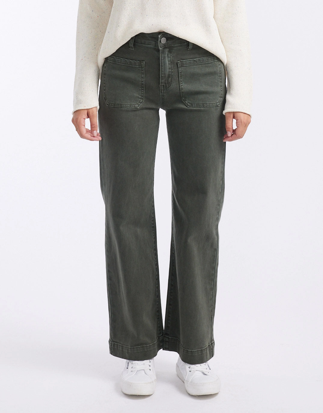 No Fuss Style Bobbi 7/8 Denim Jeans - Military