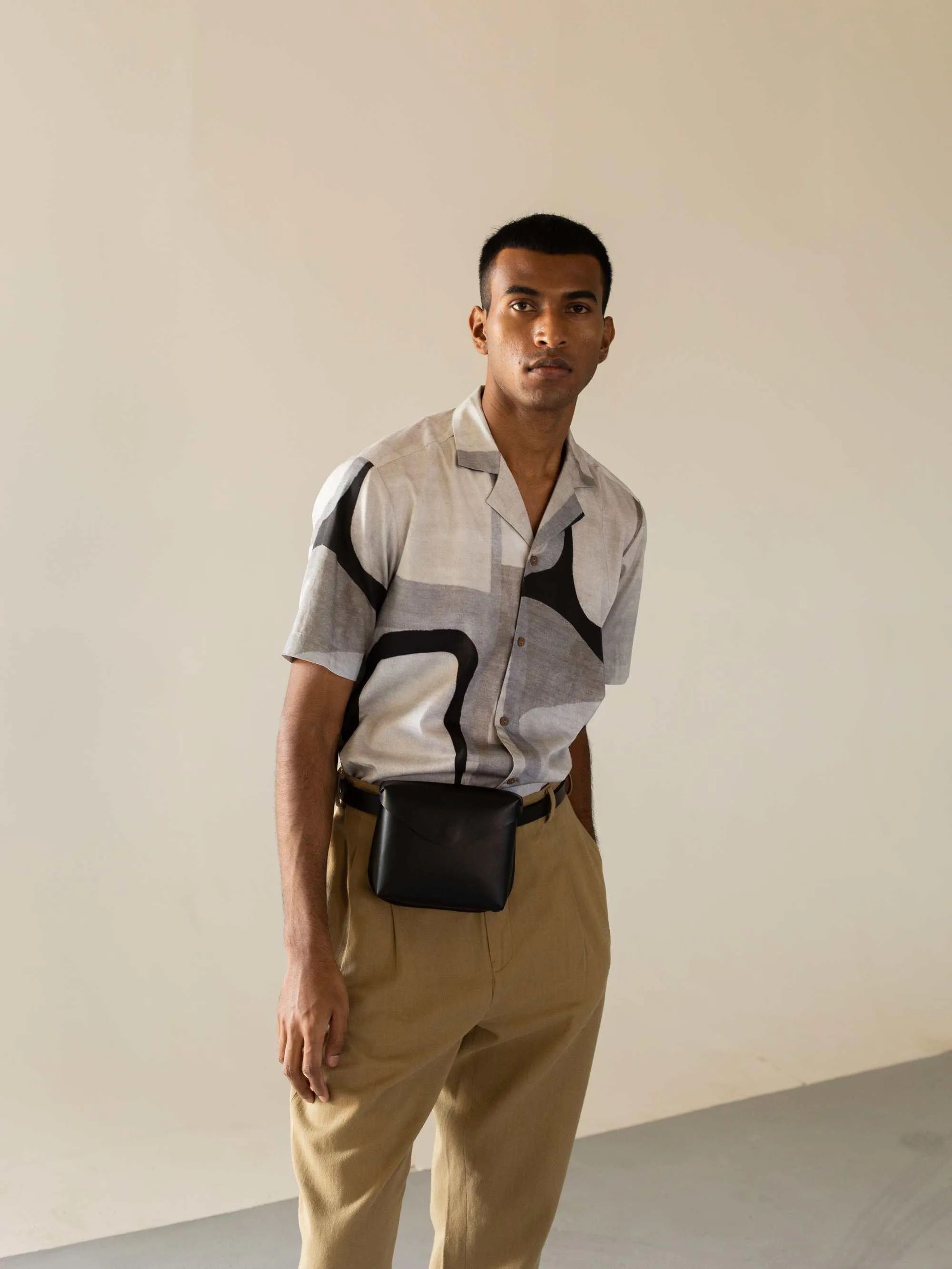Skater Shirt Durable Button Closures Neutral Tones