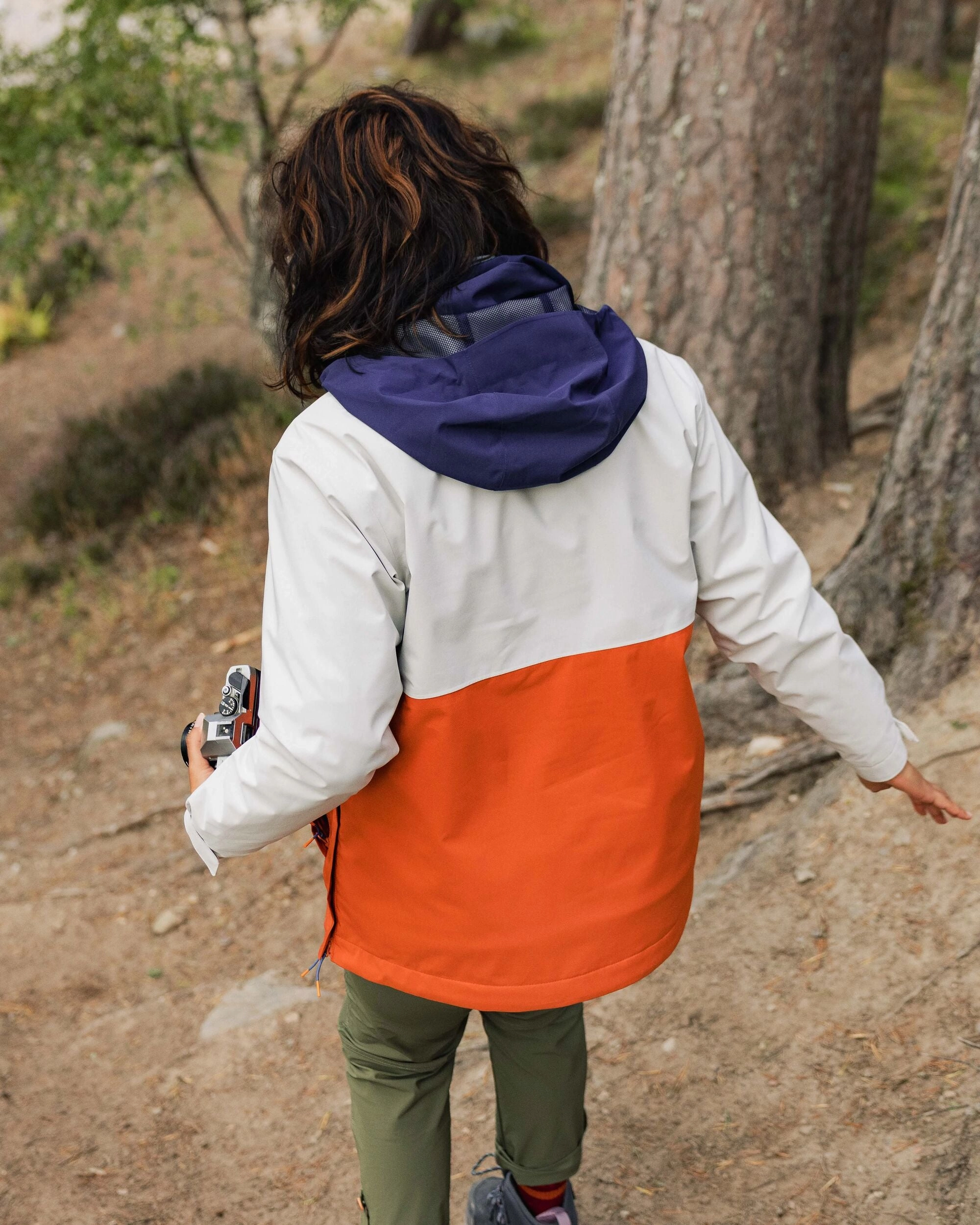 Skyline Recycled Waterproof Anorak - Burnt Orange/Birch Articulated Ergonomic Fit ContouredShoulderFit
