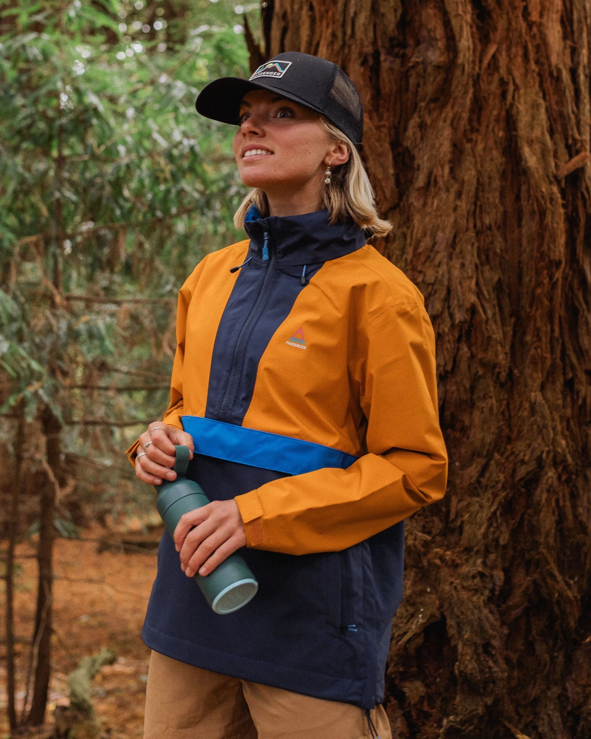 Skyline Recycled Waterproof Anorak - Sunrise Orange Microfiber Blend Packable design