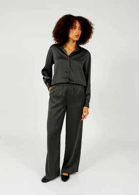 Fitted waist Tear Resistant Weave SLF Elena Tinni Wide Pants in Volcanic Ash