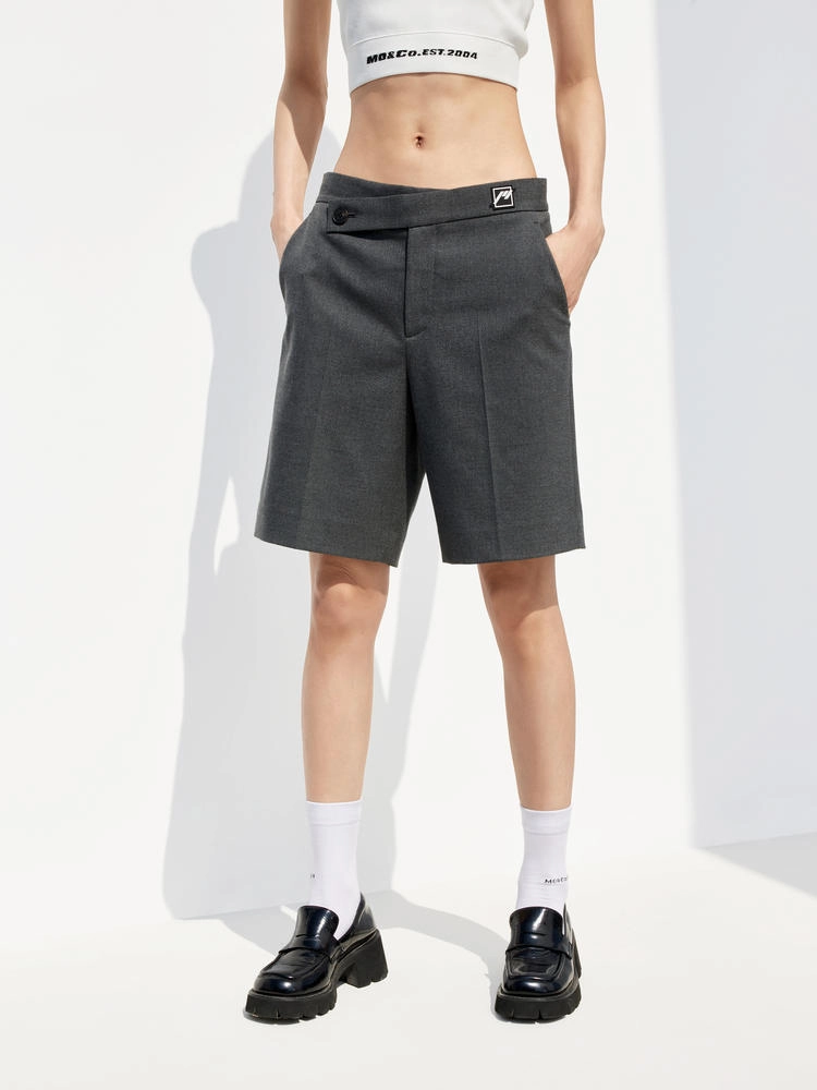 Ergonomic Contour Shape Moisture Wicking Technology Side Button Midi Shorts