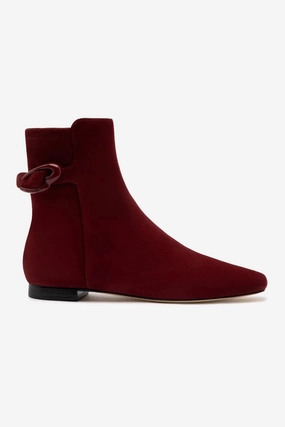Alexis Verona Flat Boot In Burgundy Suede Classic Color