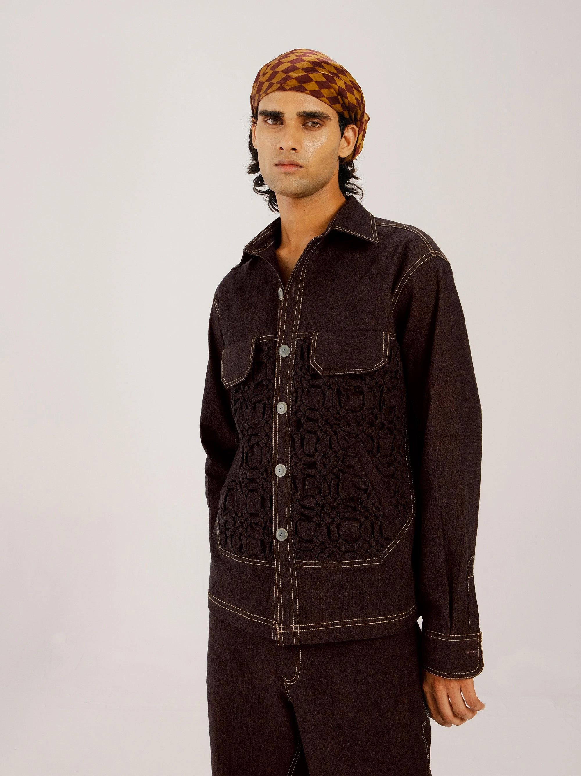 Smocked Collar Jacket Temperature Balancing Layer Minimal Travel Look