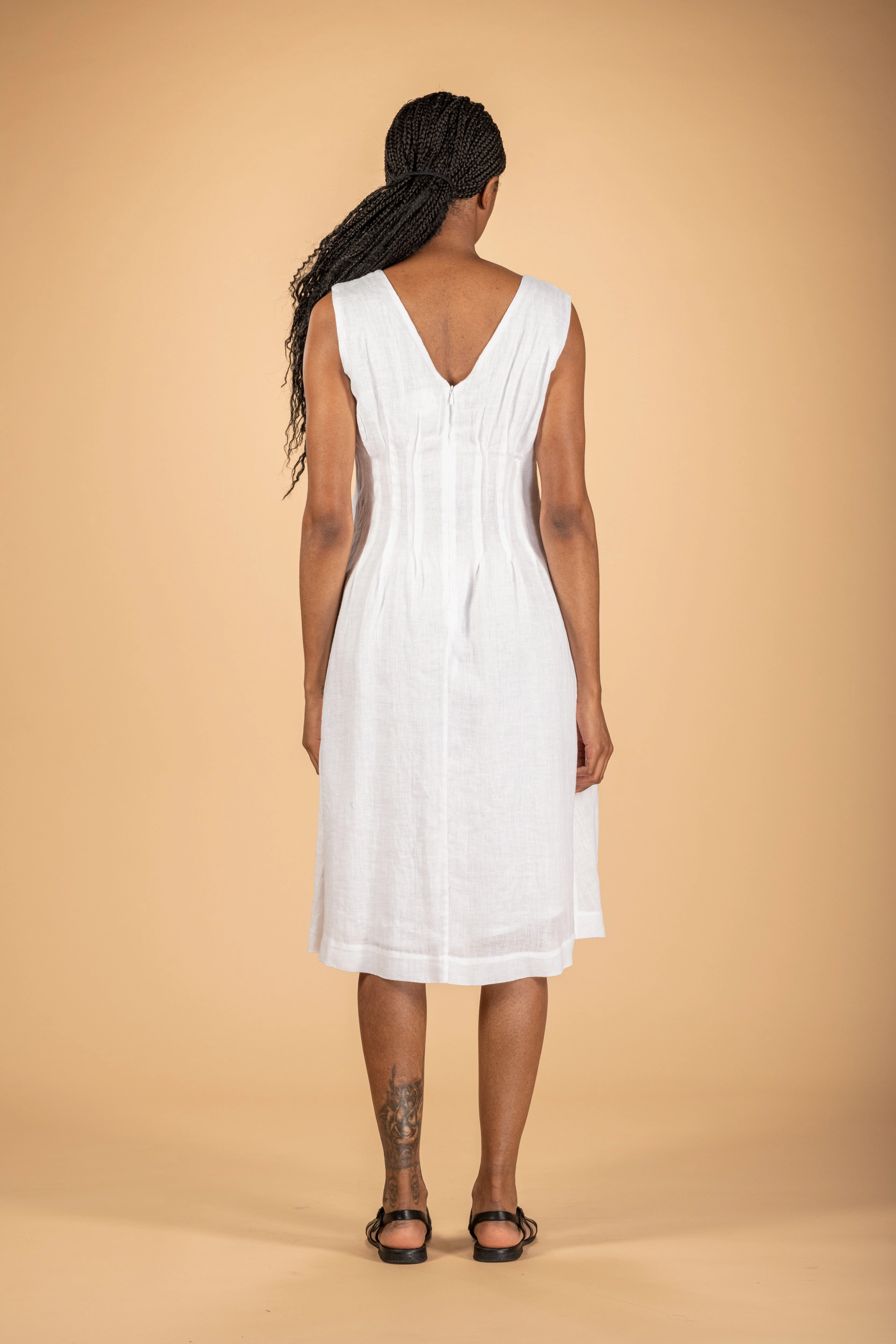 Night Ready ZE2403R Berengere Linen Dress - White