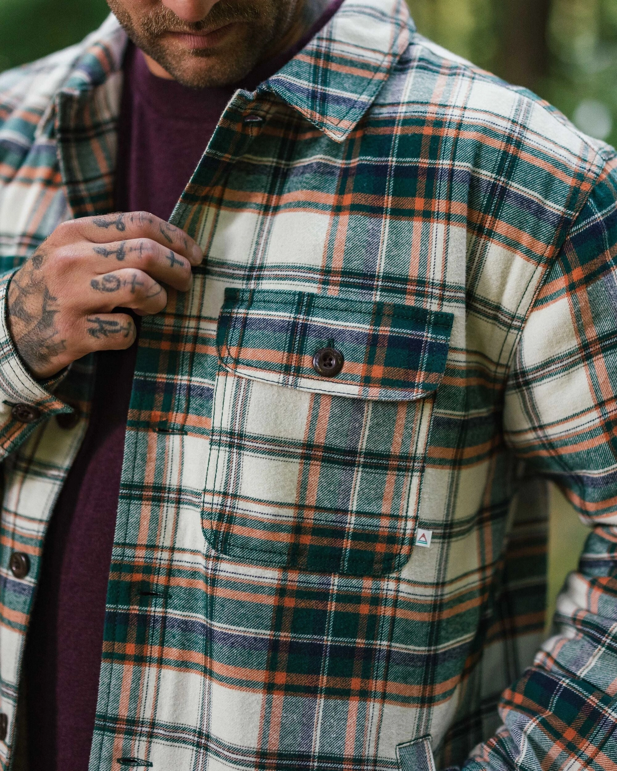 Thermoplastic Elastomer Trim Freestyle Sherpa-Lined Overshirt - Birch/Rain Forest Check