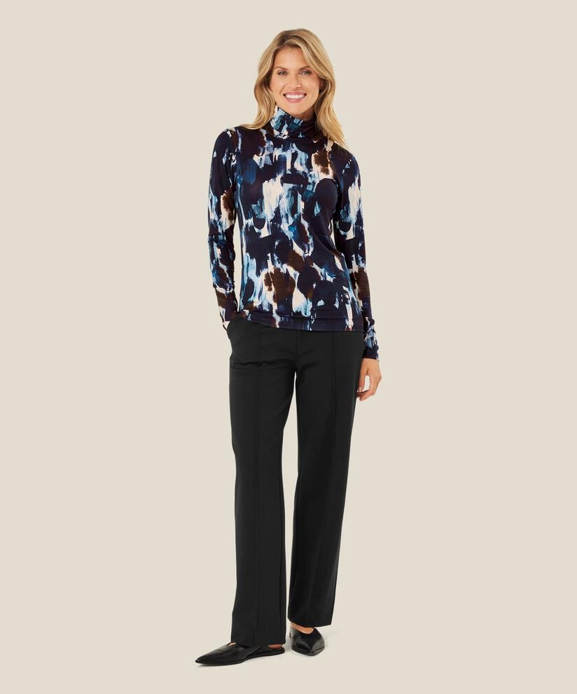 Tagless Collar 1008503 MaBrooklyn Print Top - Maritime Blue