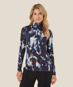 Ventilated Mesh Panels 1008503 MaBrooklyn Print Top - Maritime Blue