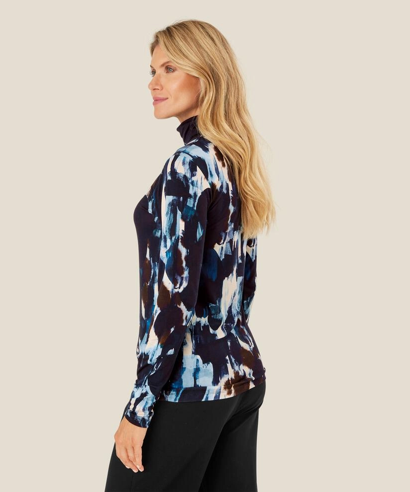 Lightweight Jacket DoubleStitchedSeams 1008503 MaBrooklyn Print Top - Maritime Blue