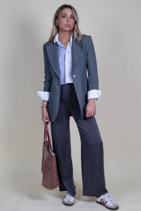 SMYTHE | Patch Pocket Tailored BF Blazer - Slate Odor Resistant Treatment Noise Reduced Fasteners